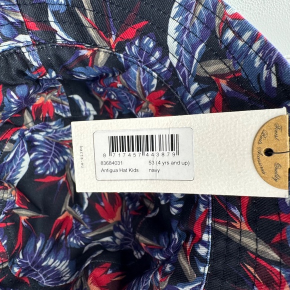 NWT BARTS Antigua Reversible Bucket Hat Tropical Print/Blue Kids Sz 53 4 yrs+ - Picture 8 of 9